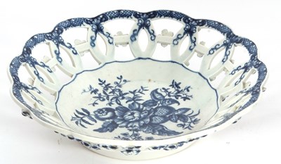 Lot 74 - A fine Worcester porcelain basket circa 1770,...