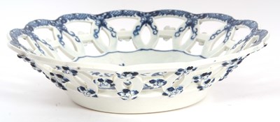 Lot 74 - A fine Worcester porcelain basket circa 1770,...