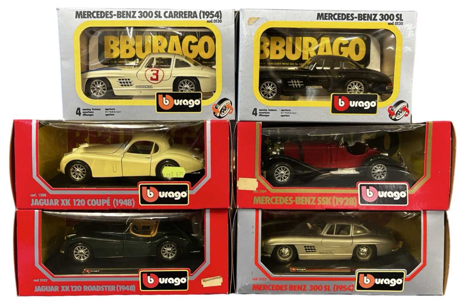 Lot 72 - Six boxed Bburago 1:24 scale models, to...