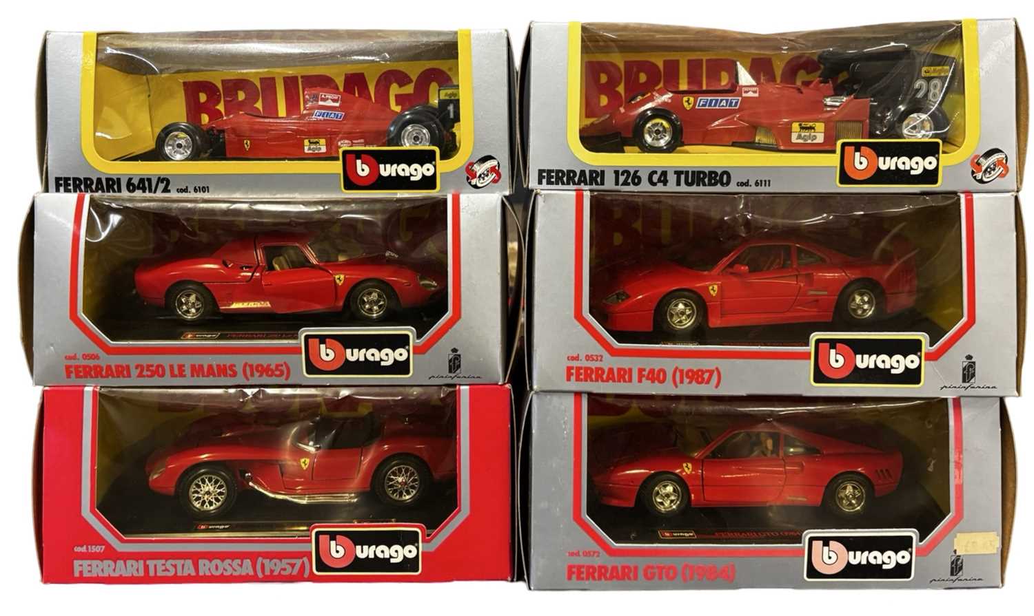 Lot 73 - Six boxed Bburago 1:24 scale Ferrari models,...