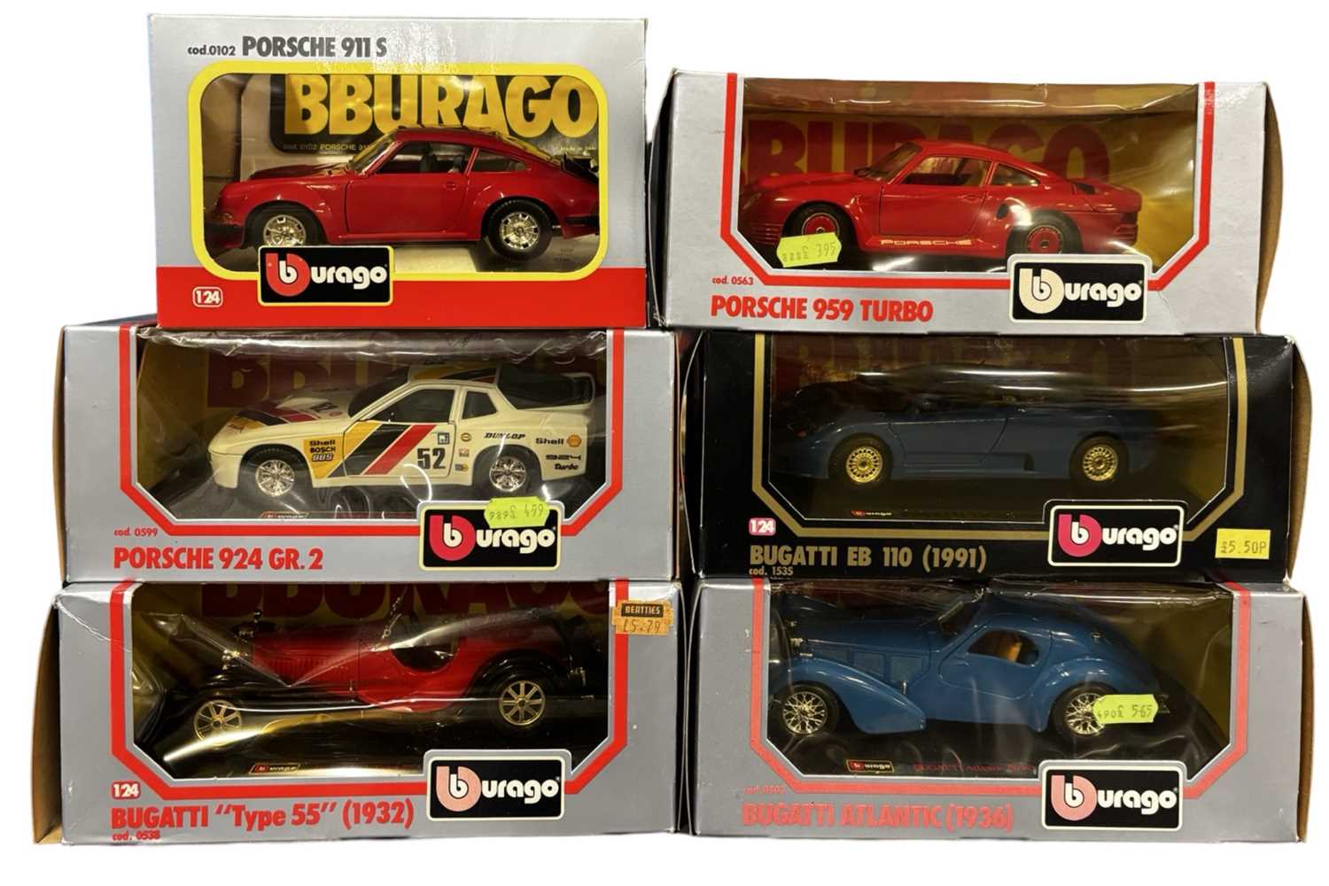 Lot 74 - Six boxed Bburago 1:24 scale models, to...