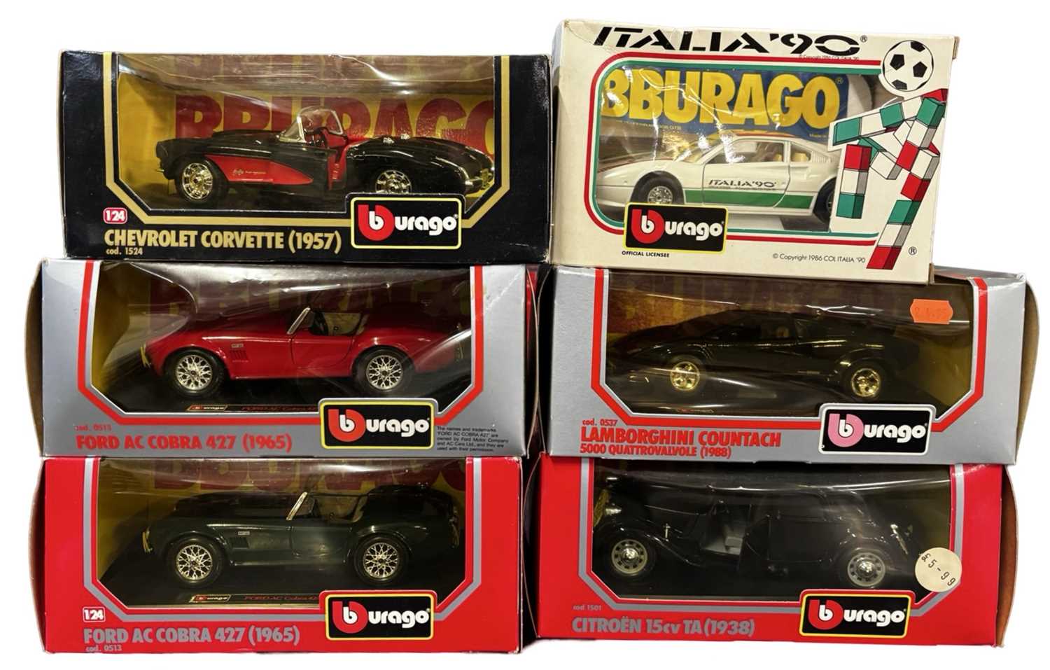 Lot 75 - Six boxed Bburago 1:24 scale models, to...