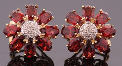 Lot 88 - A garnet and diamond pendant and matching...