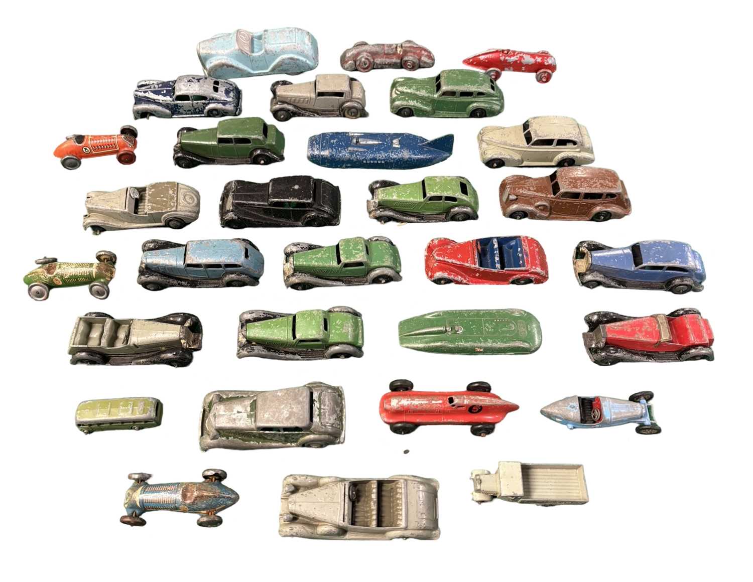 Lot 97 - A collection of playworn die-cast cars, mostly...
