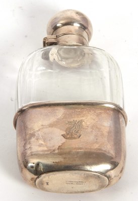 Lot 17 - A silver and glass spirit hip flask and cup of...