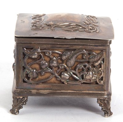 Lot 18 - An Art Nouveau silver square trinket box, the...