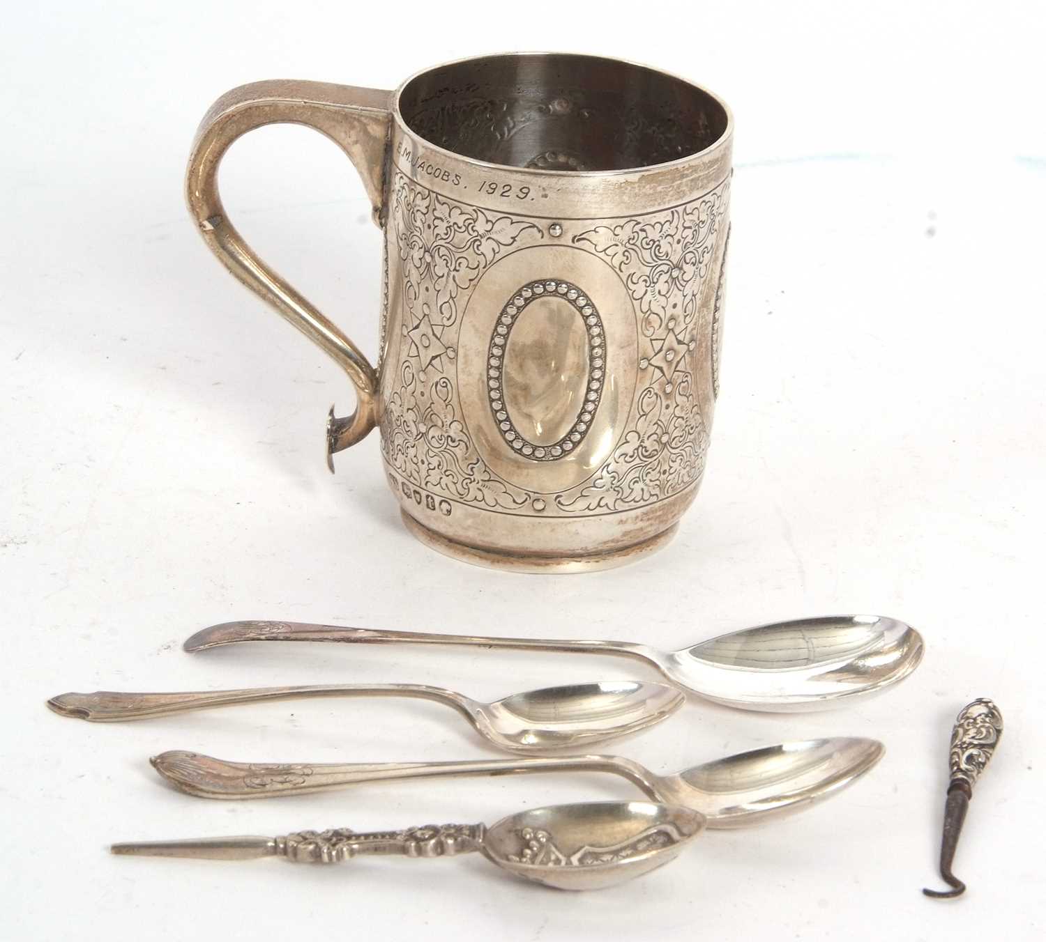 Lot 57 - Mixed Lot: Small Victorian mug chased and...