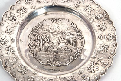 Lot 86 - An antique Dutch silver embossed small tray,...