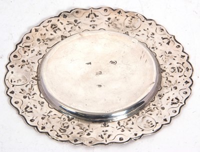 Lot 86 - An antique Dutch silver embossed small tray,...