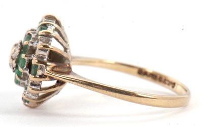 Lot 4 - A 9ct emerald and diamond cluster ring, set...