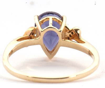 Lot 68 - A 9ct iolite and diamond ring, the pear shaped...