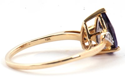 Lot 68 - A 9ct iolite and diamond ring, the pear shaped...