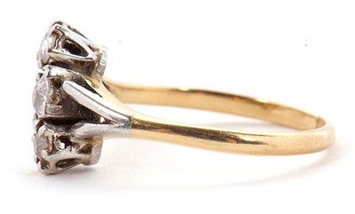 Lot 44 - A three stone diamond ring, the three old mine...