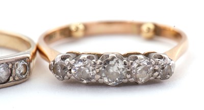 Lot 32 - Two diamond rings: to include a five stone...