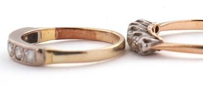 Lot 32 - Two diamond rings: to include a five stone...
