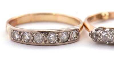 Lot 32 - Two diamond rings: to include a five stone...