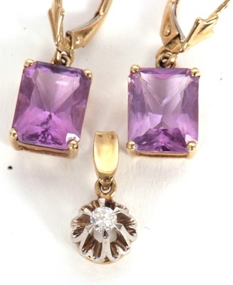 Lot 87 - A pair of amethyst earrings, approx. 11mm long,...
