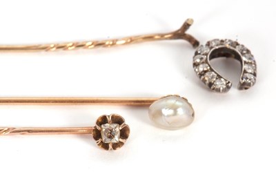 Lot 79 - Three stick pins: to include an unmarked...