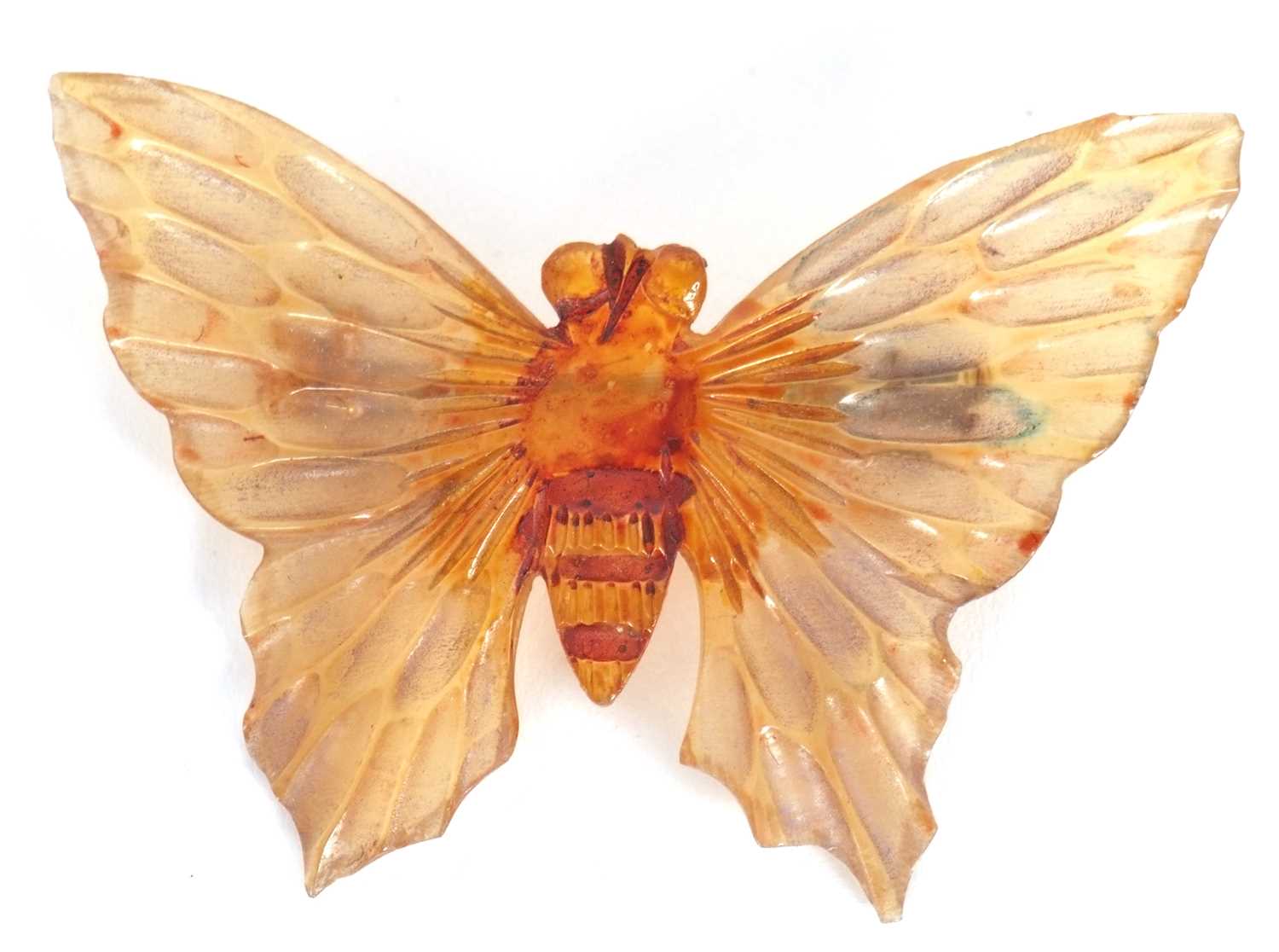 Lot 83 - A French Art Nouveau horn butterfly brooch, c....