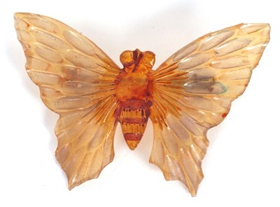 Lot 83 - A French Art Nouveau horn butterfly brooch, c....