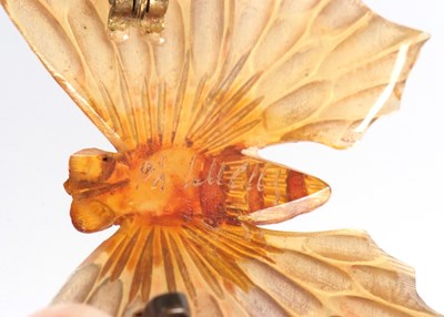 Lot 83 - A French Art Nouveau horn butterfly brooch, c....