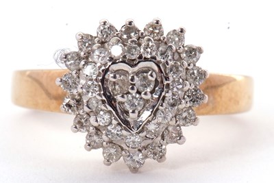 Lot 35 - A 9ct diamond ring, the heart shape ring set...