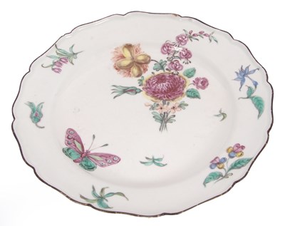 Lot 39 - Rare Bow porcelain plate C.1765 decorated in...