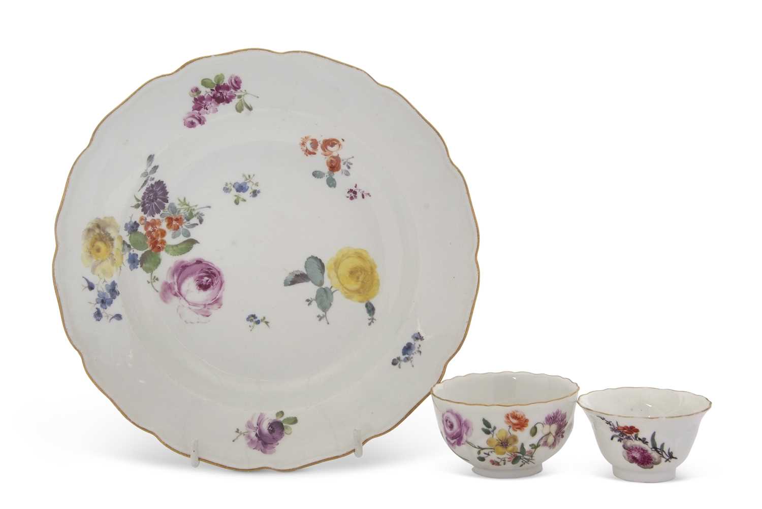 Lot 36 - Meissen Dish c.1750 and a small bowl both...