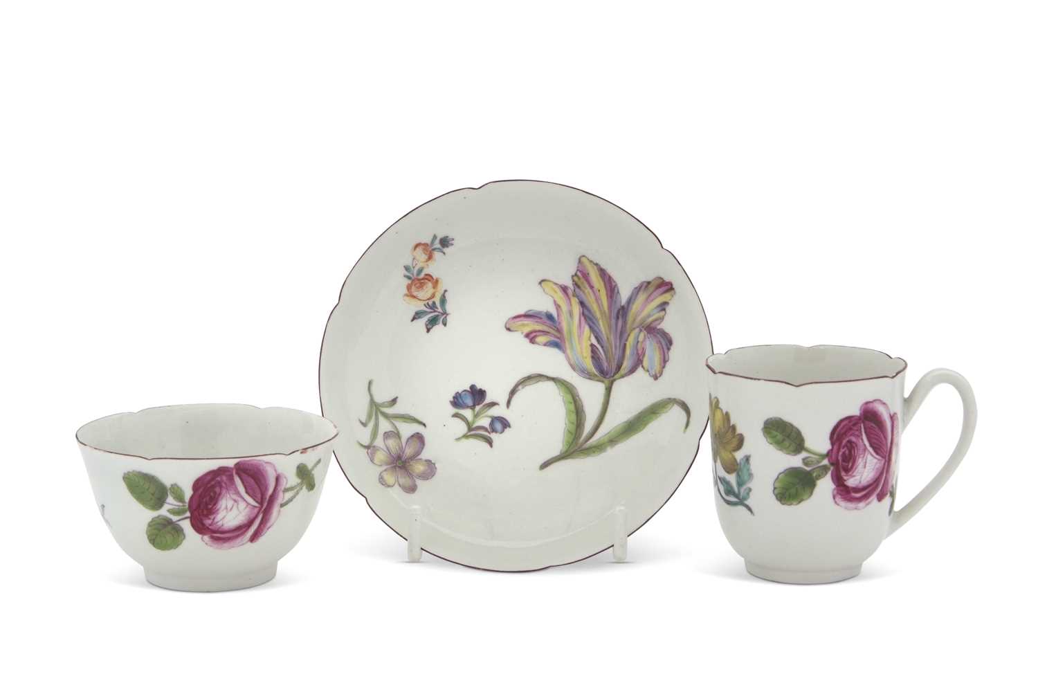 Lot 37 - Rare Worcester C/S and Teabowl Meissen/Chelsea...