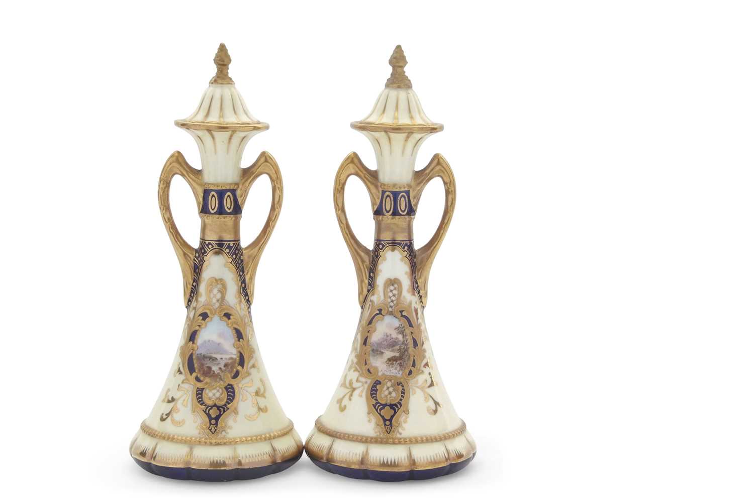 Lot 12 - A fine pair of Wedgewood vases of tapered form...