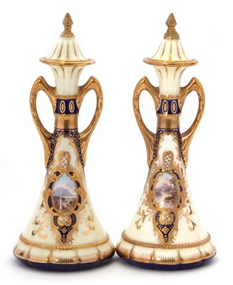 Lot 12 - A fine pair of Wedgewood vases of tapered form...