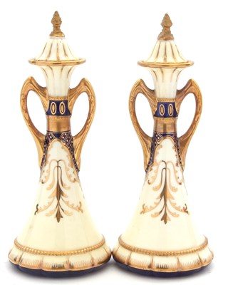 Lot 12 - A fine pair of Wedgewood vases of tapered form...