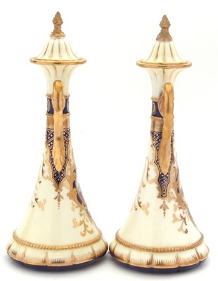 Lot 12 - A fine pair of Wedgewood vases of tapered form...