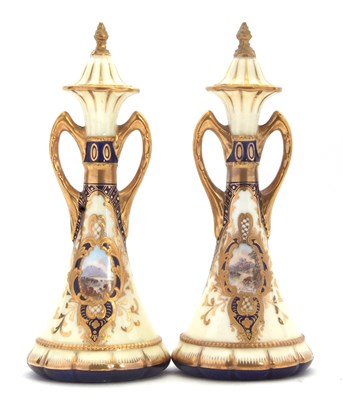 Lot 12 - A fine pair of Wedgewood vases of tapered form...