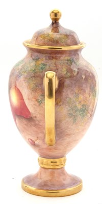 Lot 14 - An Aynsley fruit decorated vase and cover,...