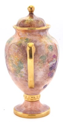 Lot 14 - An Aynsley fruit decorated vase and cover,...