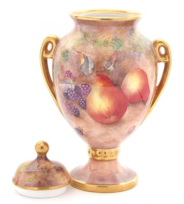 Lot 14 - An Aynsley fruit decorated vase and cover,...