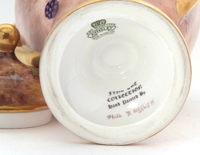 Lot 14 - An Aynsley fruit decorated vase and cover,...