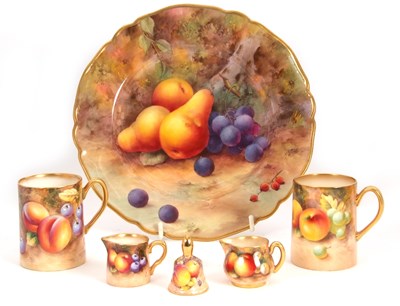 Lot 28 - A Royal Worcester fruit plate decorated with...
