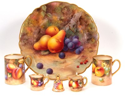 Lot 28 - A Royal Worcester fruit plate decorated with...
