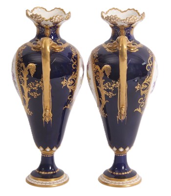 Lot 32 - A pair of Royal Crown Derby vases with gilt...