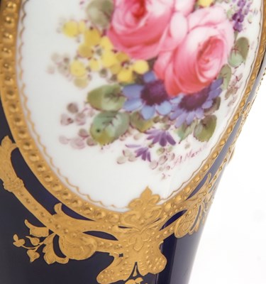 Lot 32 - A pair of Royal Crown Derby vases with gilt...