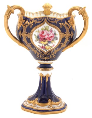 Lot 34 - A large Royal Crown Derby chalice type vase...