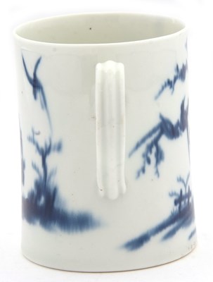 Lot 46 - A Worcester blue and white tankard painted...