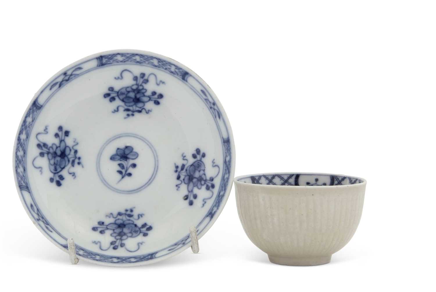 Lot 59 - A Meissen cup and saucer of ribbed form with...