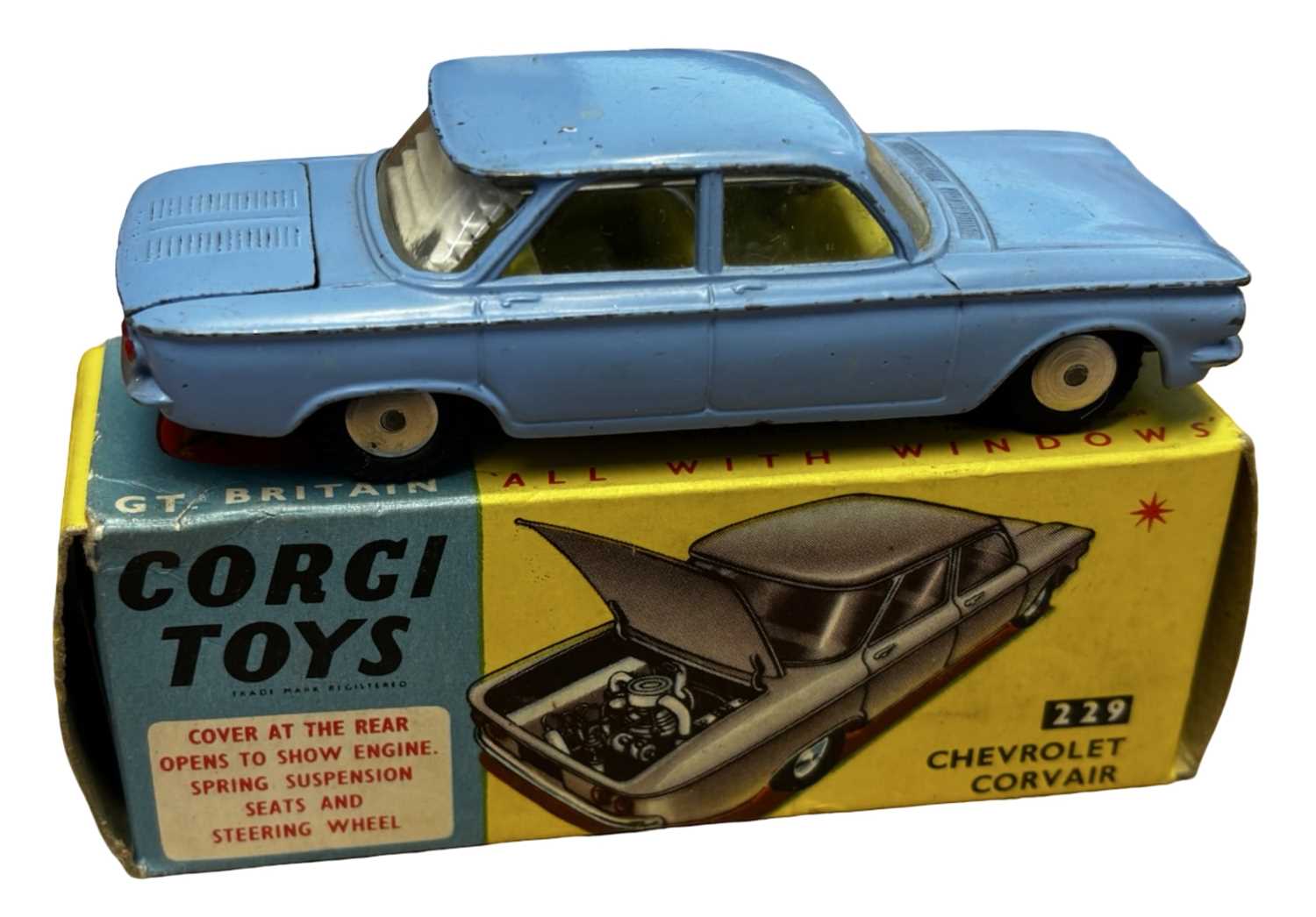 Lot 62 - A boxed Corgi 229 Chevrolet Corvair in light blue