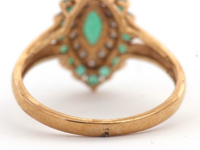 Lot 28 - A 9ct emerald and diamond cluster ring, set...