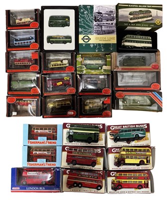 Lot 169 - A collection of various boxed die-cast buses,...