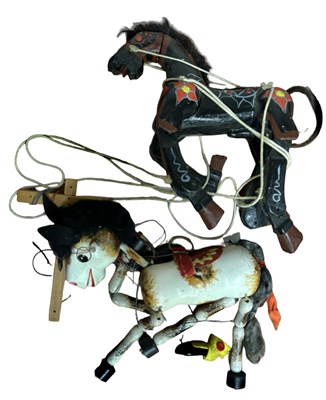 Lot 277 - A pair of vintage wooden marionette puppets,...