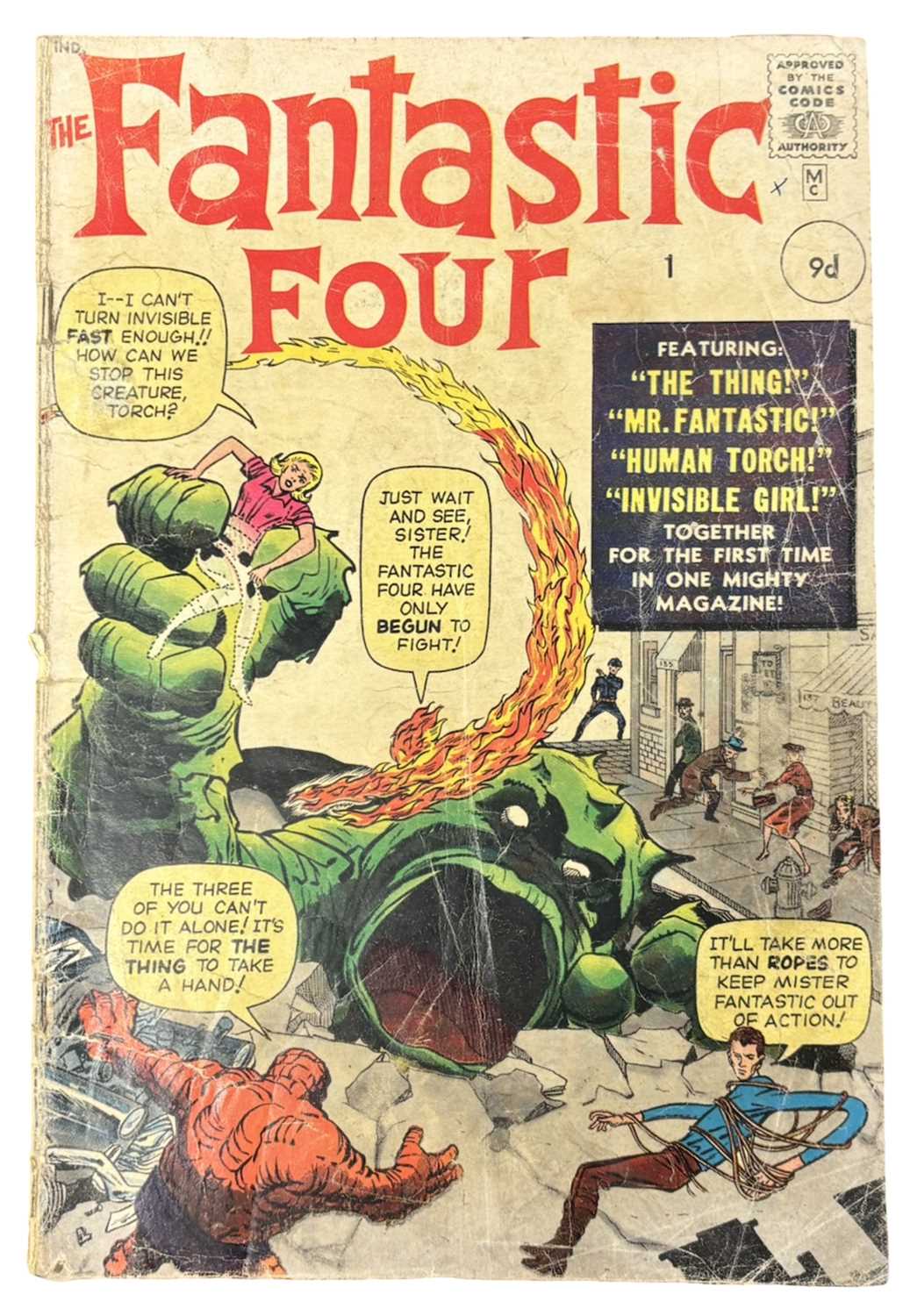 Lot 4 - THE FANTASTIC FOUR, Marvel, Number 1, 1961....